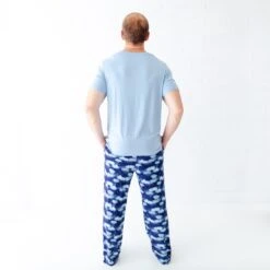 Sky's The Limit Men's Short Sleeve Loungewear -DREAMIERE Store navyskymensloungewear 3