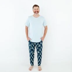 All Spruced Up Men's Short Sleeve And Joggers Loungewear - Navy