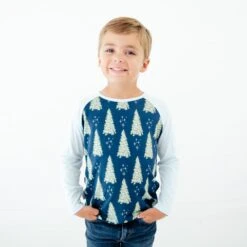 Long Sleeve Raglan Shirt Set: Holiday Duo -DREAMIERE Store navysprucedupreglanshirt 3