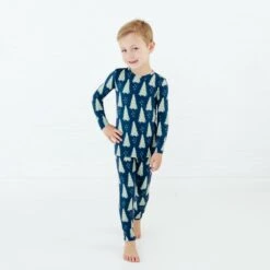All Spruced Up Two Piece Pajamas Set - Navy