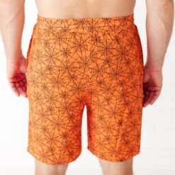 Dream Weaver Men's Sleep Shorts - Orange -DREAMIERE Store orangespiderwebmensshorts 4