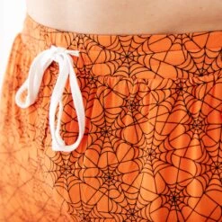 Dream Weaver Men's Sleep Shorts - Orange -DREAMIERE Store orangespiderwebmensshorts 5