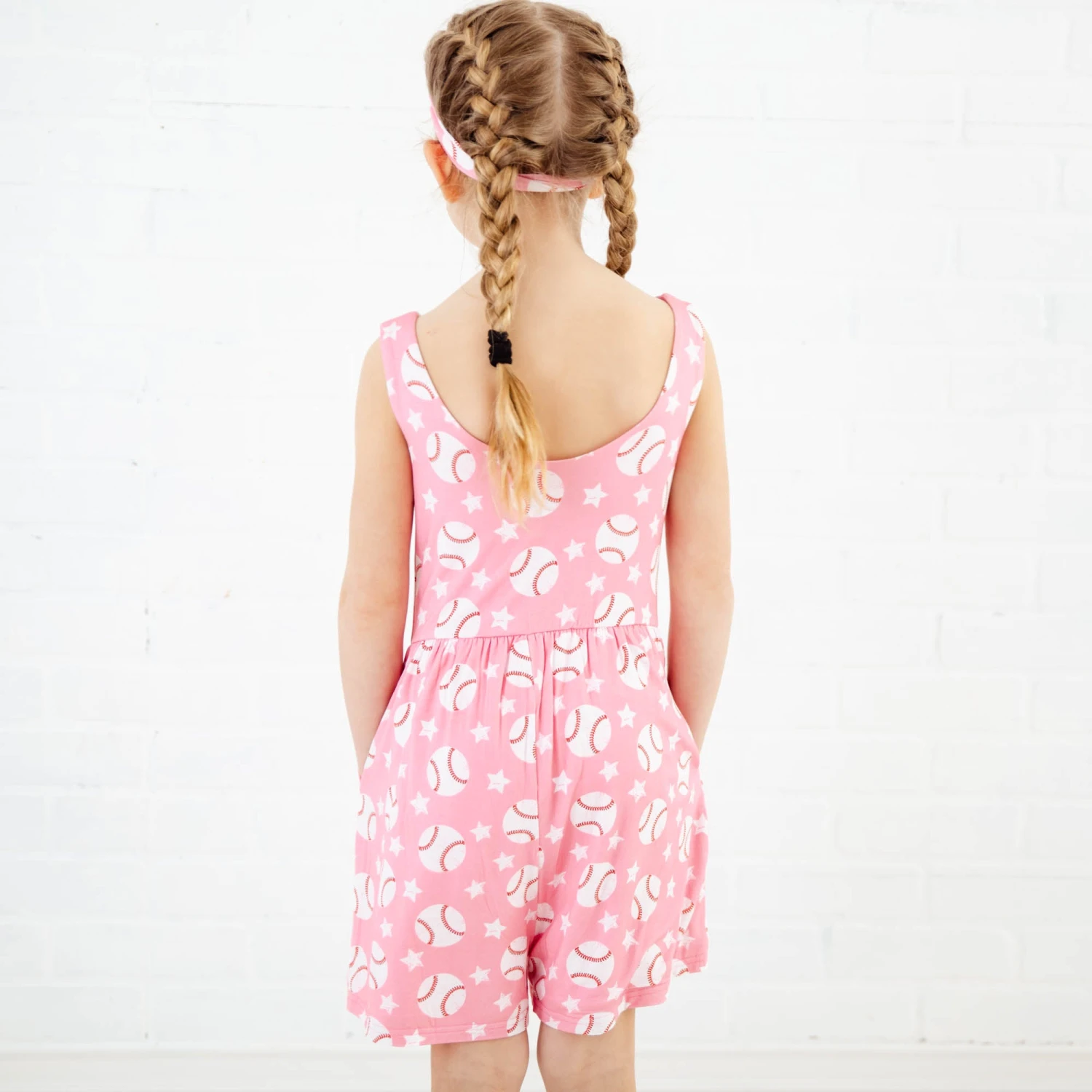 Stars And Strikes Shorts Leggy Romper - Pastel Pink 5 Stars And Strikes Shorts Leggy Romper - Pastel Pink - Image 3