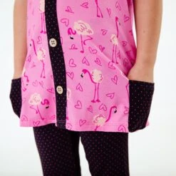 Let's Flamingle Pocket Tunic And Rouched Pants Set -DREAMIERE Store pinkflamingotunicset 7