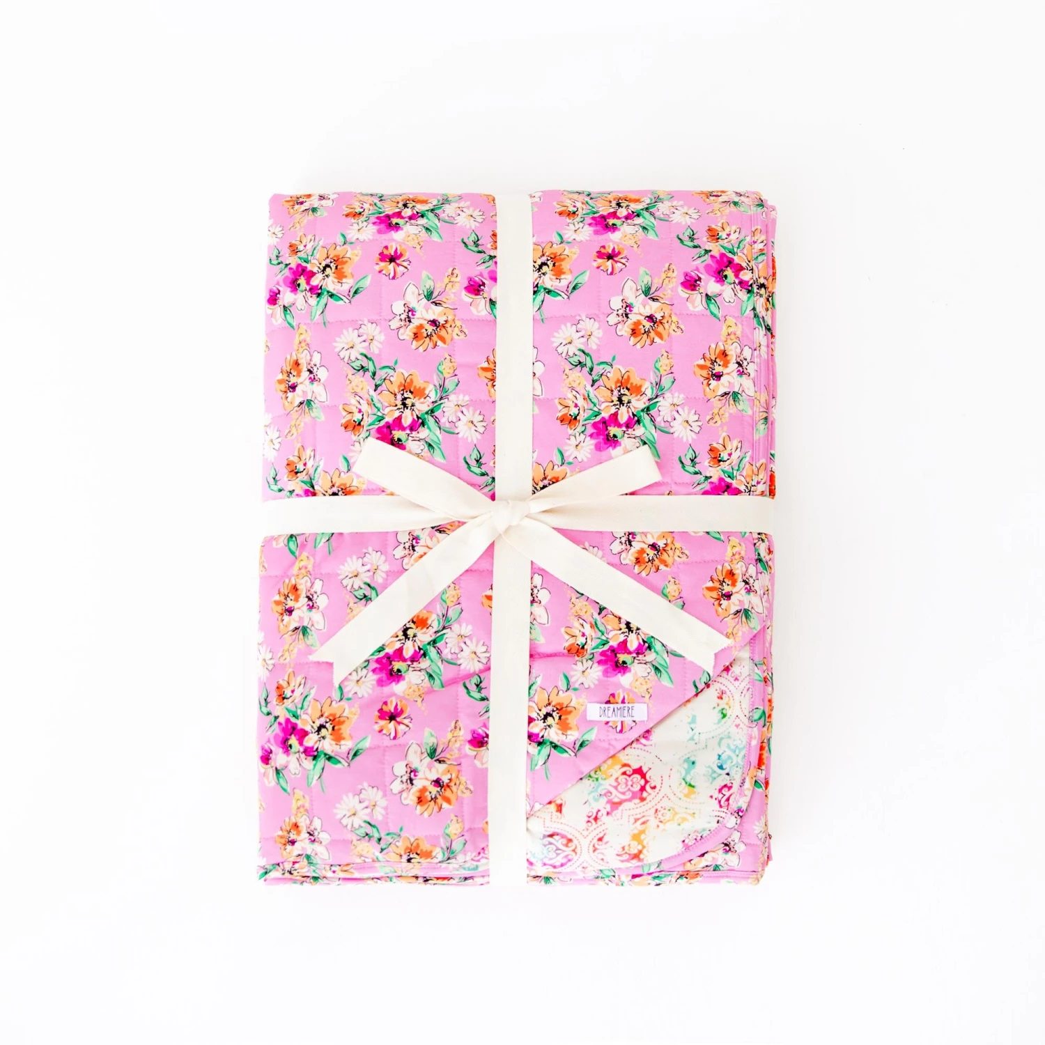 Flower Child Quilted Adult Bamboo Blanket - Two Layer - Pink 3 Flower Child Quilted Adult Bamboo Blanket - Two Layer - Pink