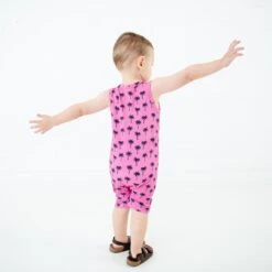 The Palm Life Henley Tank Romper 10 The Palm Life Henley Tank Romper -DREAMIERE Store pinkpalmtreestankshortie 5