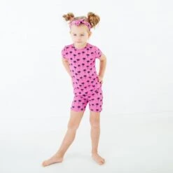 The Palm Life Short Sleeve And Shorts Two Piece Pajamas Set -DREAMIERE Store pinkpalmtwopiecejamms