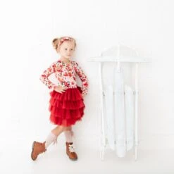 Get To The Point-Settia Tutu Twirler Dress 10 Get To The Point-Settia Tutu Twirler Dress -DREAMIERE Store pinkpoinsettalongsleevetututwirler 2