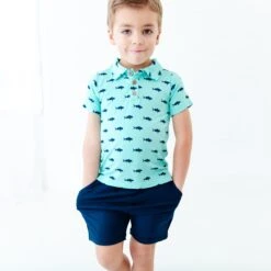 Fish And Ships Polo Shirt And Short Set 9 Fish And Ships Polo Shirt And Short Set -DREAMIERE Store sharkspoloandshortsset 4