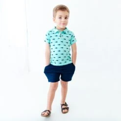 Fish And Ships Polo Shirt And Short Set