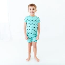 Fish And Ships Short Sleeve And Shorts Two Piece Pajamas Set