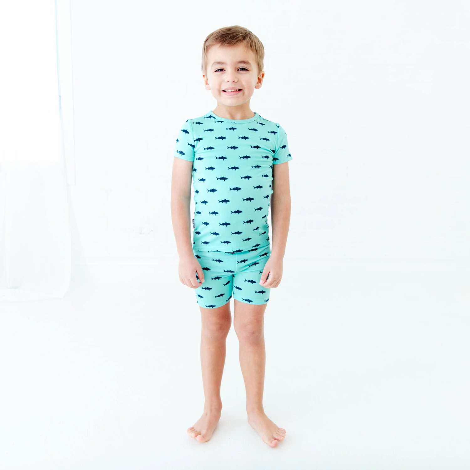 Fish And Ships Short Sleeve And Shorts Two Piece Pajamas Set 3 Fish And Ships Short Sleeve And Shorts Two Piece Pajamas Set