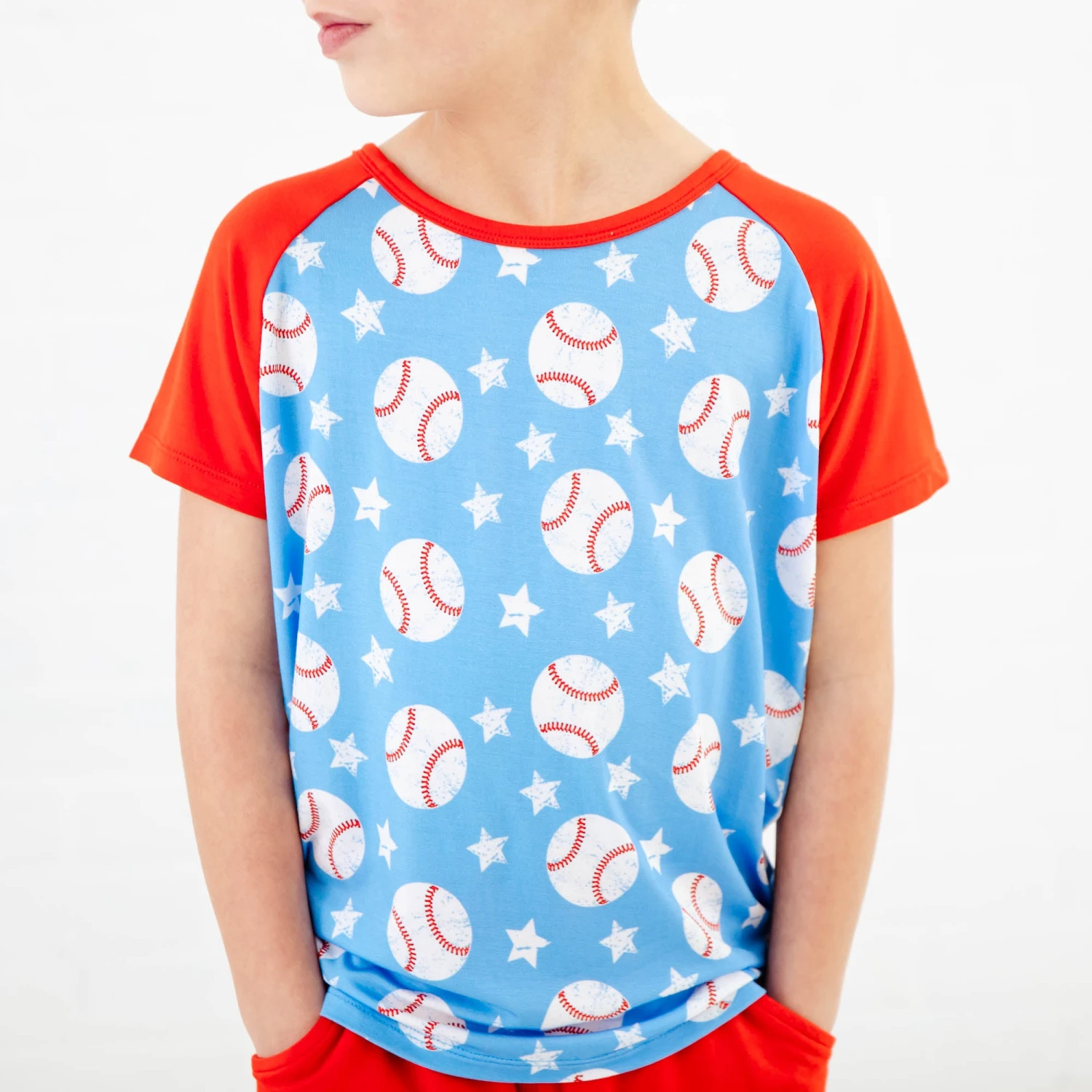 Stars And Strikes Raglan And Shorts Set - Sky Blue 4 Stars And Strikes Raglan And Shorts Set - Sky Blue - Image 2