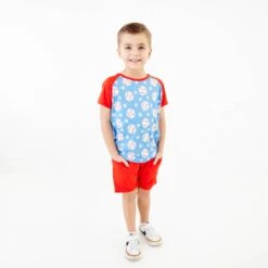Stars And Strikes Raglan And Shorts Set - Sky Blue