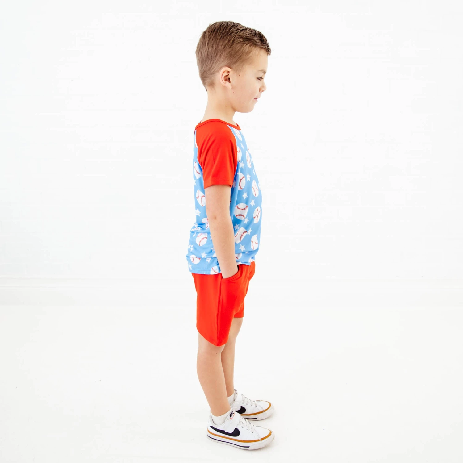 Stars And Strikes Raglan And Shorts Set - Sky Blue 7 Stars And Strikes Raglan And Shorts Set - Sky Blue - Image 5