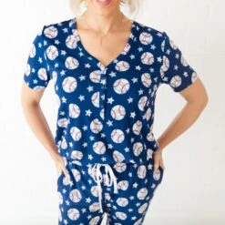 Stars And Strikes Women's Short Sleeve Loungewear 10 Stars And Strikes Women's Short Sleeve Loungewear -DREAMIERE Store starsandstrikeswomensSSLoungewear 6