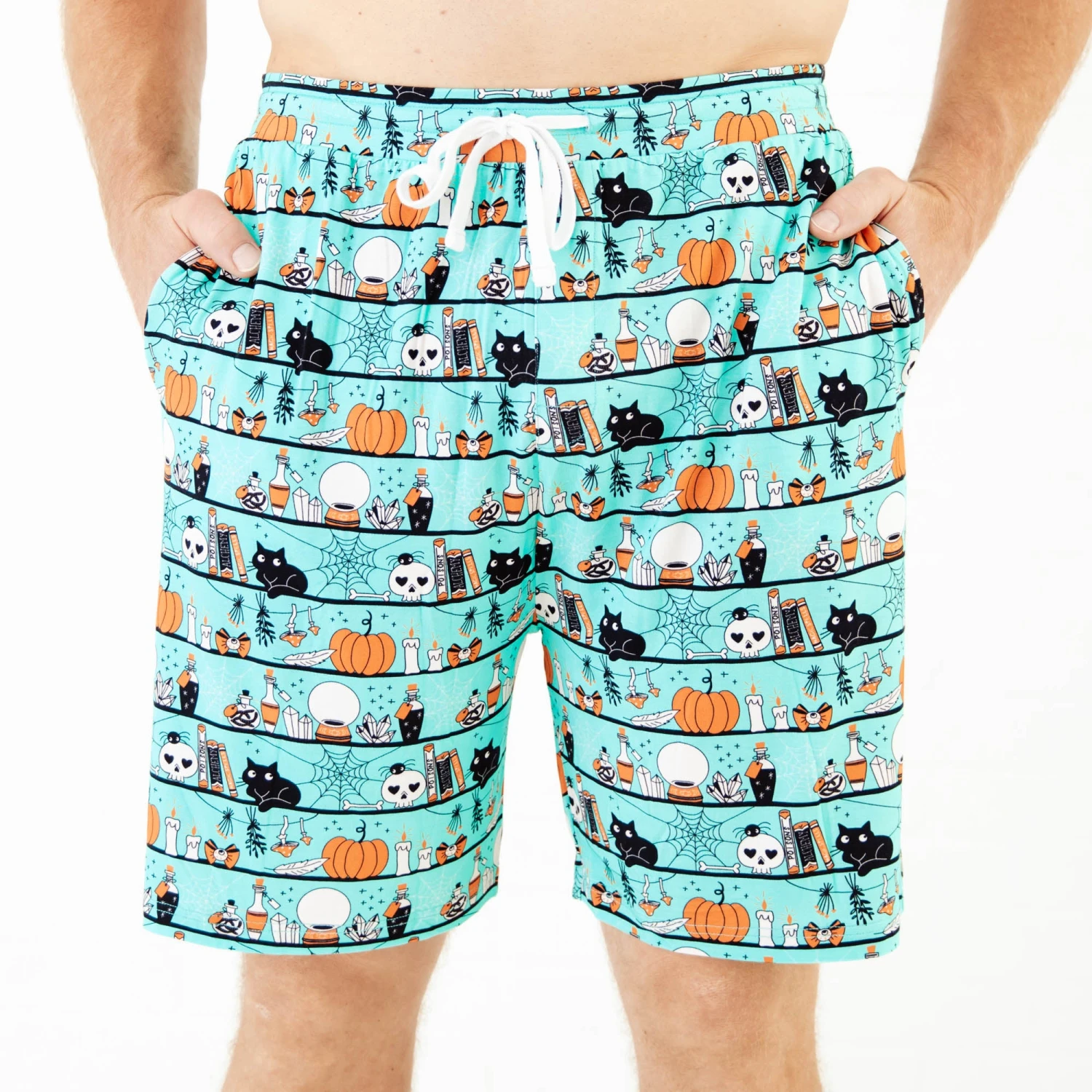 A Drop Of Magic Men's Sleep Shorts - Teal 3 A Drop Of Magic Men's Sleep Shorts - Teal