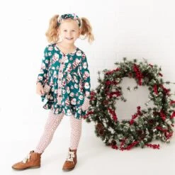 We Believe Ruffle Tunic And Pants Set - Jolly Green -DREAMIERE Store webelievehuntergreenbuttontunicandpantsset 5