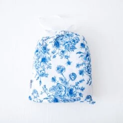 Something Blue Crib Sheet -DREAMIERE Store whitebluefloralcribsheet