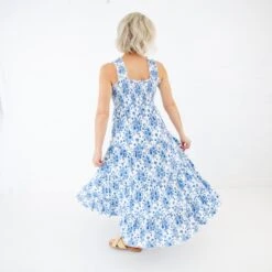 Something Blue Women's Smocked Ruffle Tank Dress -DREAMIERE Store whitebluefloralwomenssmockeddres 6 7021f281 014e 4f9b 91cf e77700510401