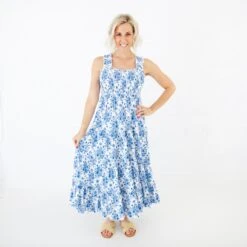 Something Blue Women's Smocked Ruffle Tank Dress